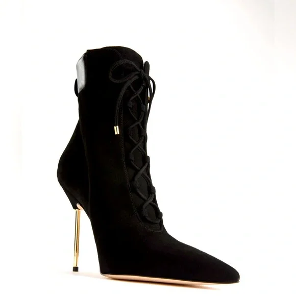 GOOD AMERICAN NWOB SCANDAL LACE UP HEEL BOOTIE - Picture 4 of 13